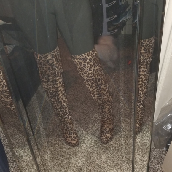 Thigh High Leopard Print Boots - Picture 7 of 7